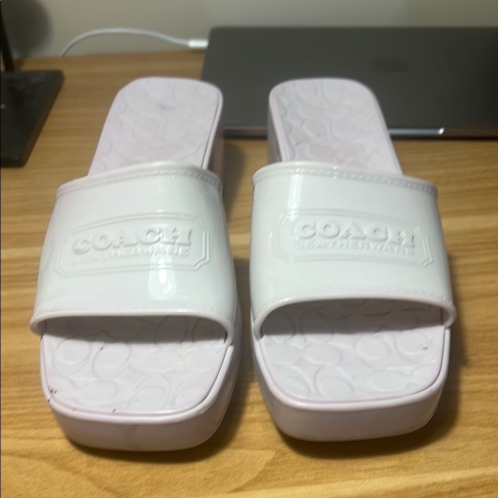 Coach White Slide Sandals